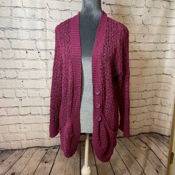 Sonoma Magenta Ribbon Open-Front Cardigan - size Large - Women's - Picture 1 of 9